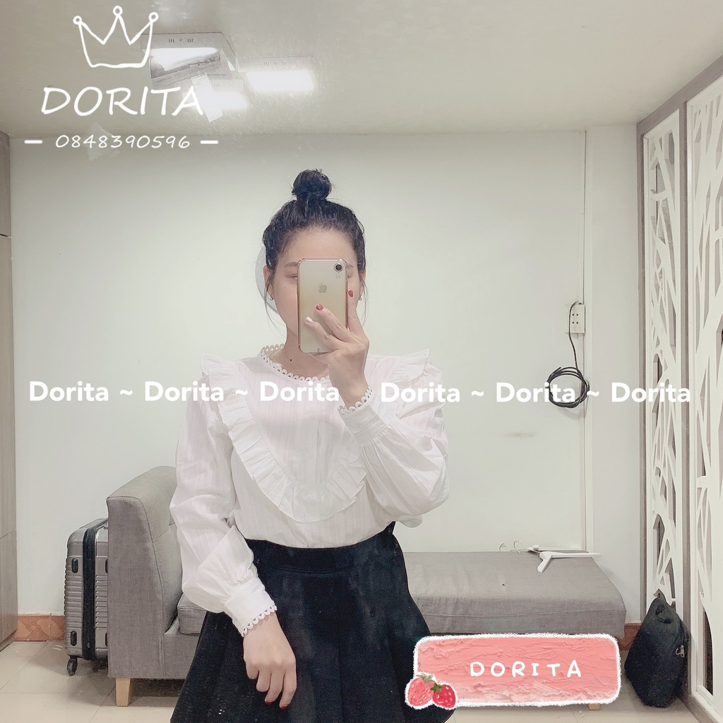 [Mã FAMAYWA giảm 10K đơn 50K] Áo sơ mi trắng viền bèo, Áo sơ mi ullzang viền bèo - Dorita Boutique | BigBuy360 - bigbuy360.vn