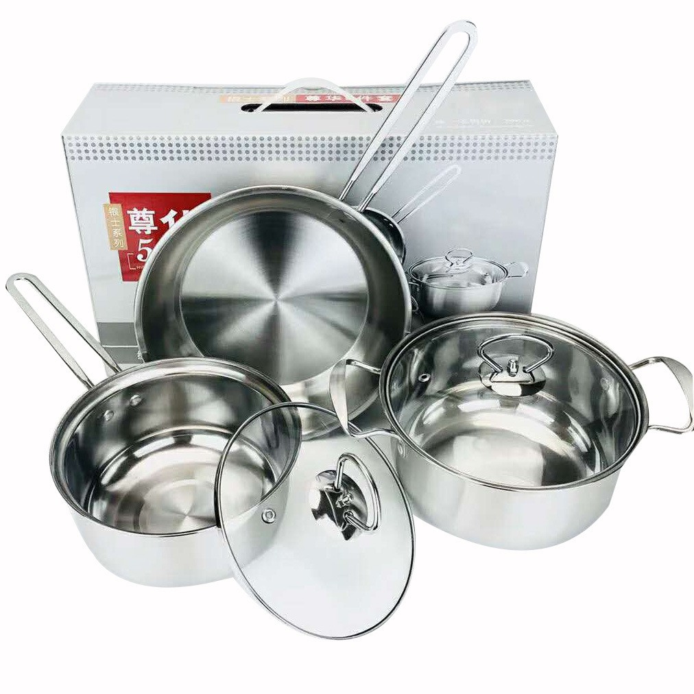 Bộ nồi chảo 3 món cao cấp- bộ xoong nồi 3 món inox 304