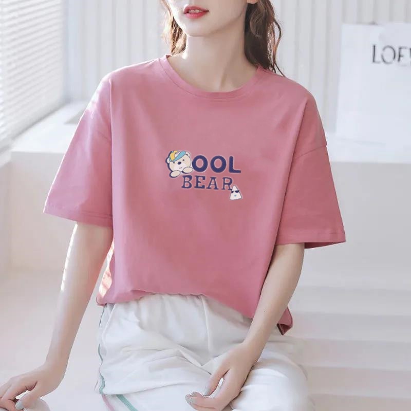 Korean version of loose fashion print trend short-sleeved T-shirt woman top