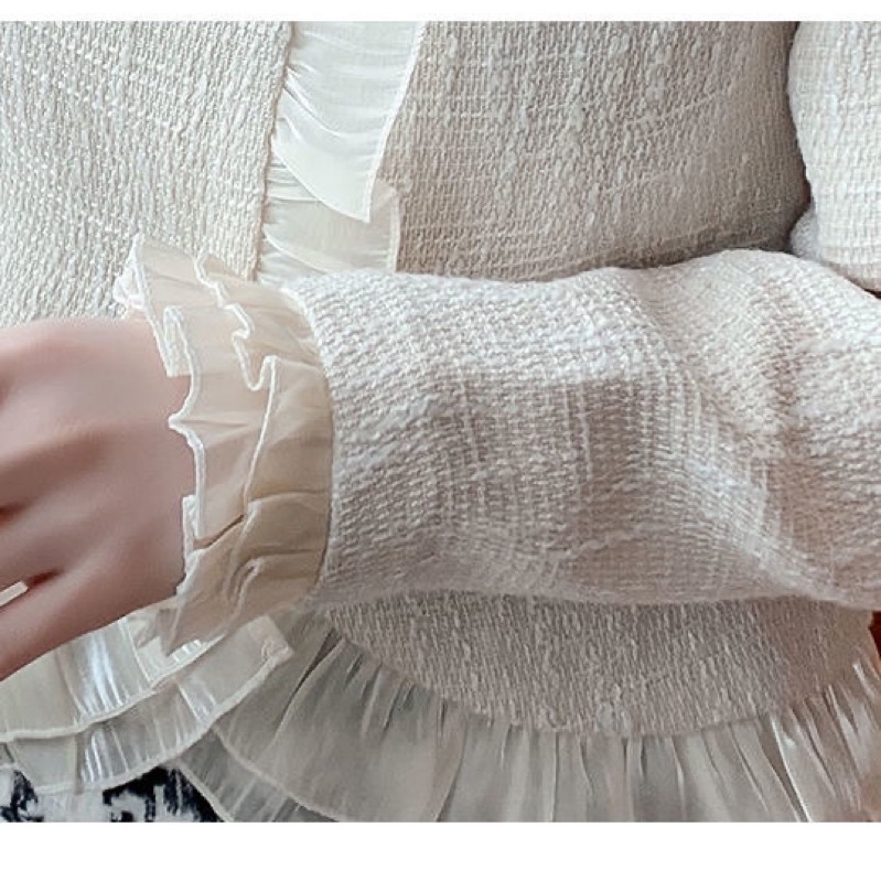 Áo khoác dạ tweed viền ren phong cách tiểu thư( sẵn)