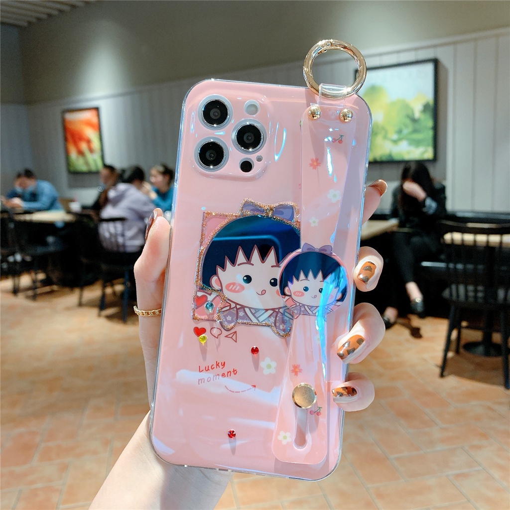 CHIBI Ốp Lưng In Hình Maruko Có Dây Đeo Xinh Xắn Cho Iphone 12 Mini 11 Pro Max Plus 8 7 6 6s Plus X Xr Xs Max