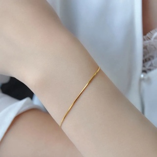 [Không Phai và không gây dị ứng] Vòng tay bằng thép titan hình vuông vân rắn sáng bóng không gây dị ứng