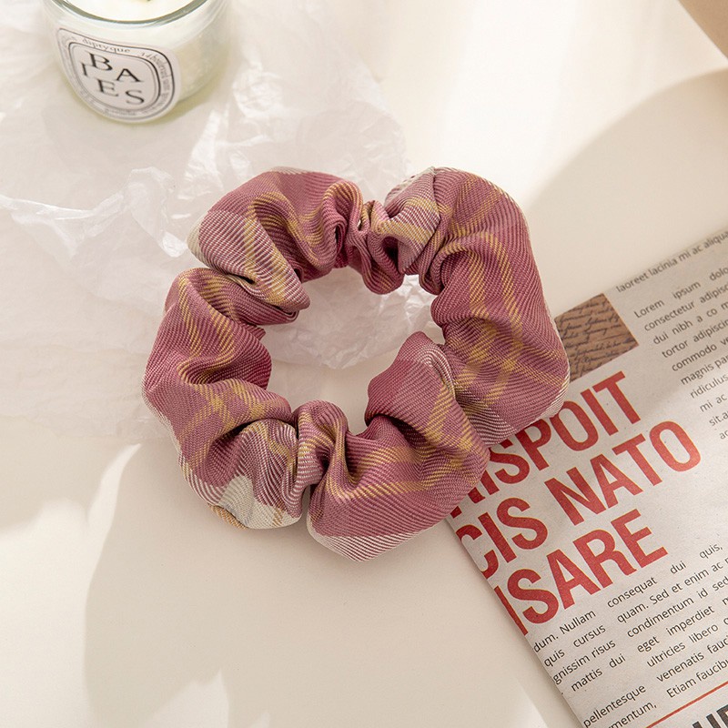 Dây Buộc Tóc Scrunchies Caro Xinh Xắn Dành Cho Nữ