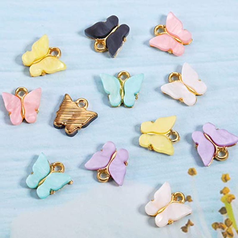 Flgo Set 30 Mặt Vòng cổ Acrylic Hình Bướm Nhiều Màu Sắc Làm Trang Sức Thủ Công