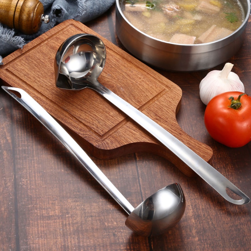 Vá Múc Canh Bằng Thép Không Gỉ Có Tay Cầm Dài Tiện Lợi