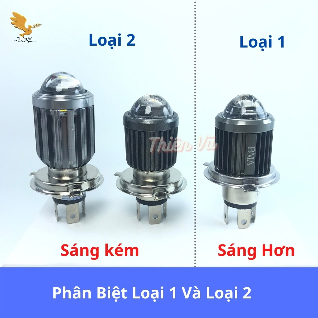 Đèn Pha Led H4 Bi Cầu Mini 2 Màu Cốt Vàng Pha Trắng Siêu Sáng