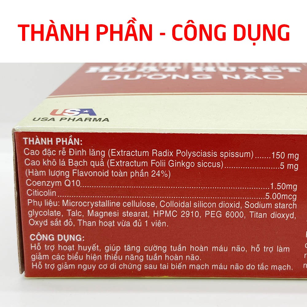 Hoạt Huyết Dưỡng Não giảm đau đầu, hoa mắt, chóng mặt - Hộp 100 viên [Hoạt Huyết Dưỡng Não]