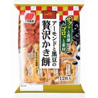 BÁNH GẠO ĐẬU ĐEN HẠNH NHÂN SANKO SEIKA - NHẬT BẢN 12cái/gói
