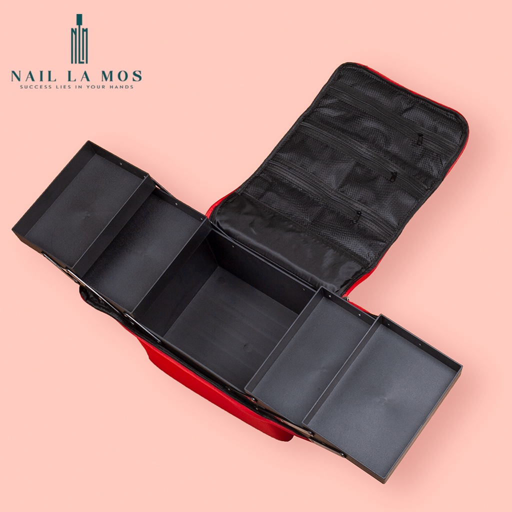 Cốp vải đựng đồ nail - cốp vải 3 ngăn 5 khay có dây đeo tiện lợi cho dân làm móng
