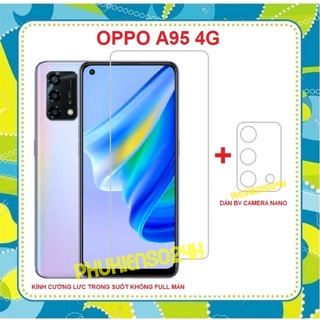 Combo Kính cường lực Oppo A95 4G trong suốt không full màn hình + Dán bảo vệ Camera sau