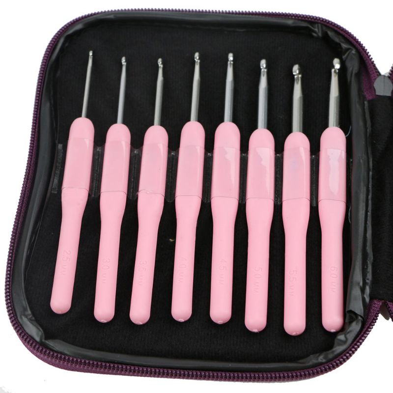 Set 16 Kim Móc Len Tay Cầm Mềm Bằng Nhôm Có Khóa Kéo
