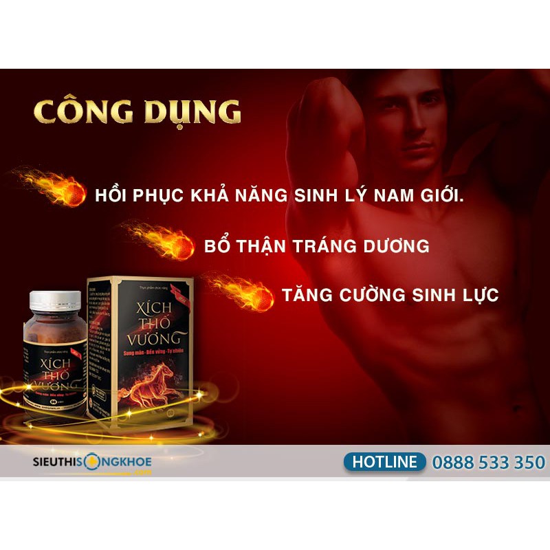 Viên uống bổ thận Xích Thố Vương - Giúp bổ thận, tráng dương, tăng cường sinh lực, hạn chế xuất tinh sớm, hỗ trợ sinh lý