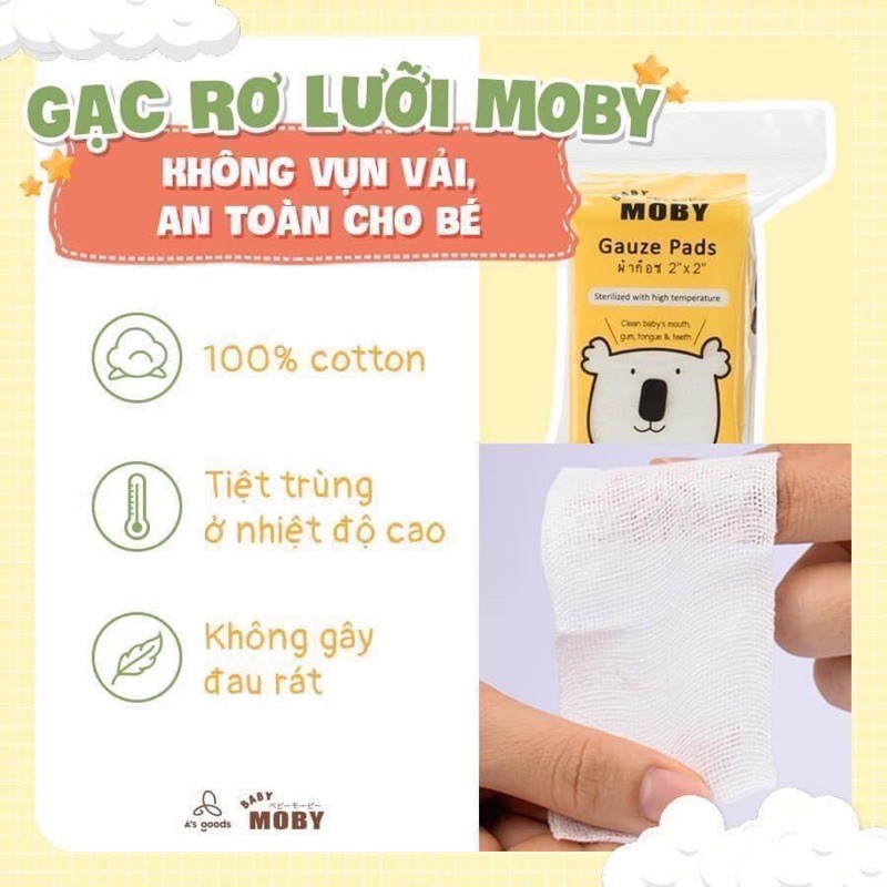 Gạc rơ lưỡi Moby cho bé hộp 50 miếng
