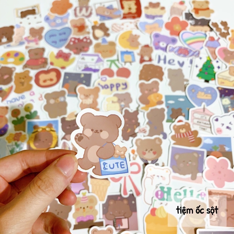 Sticker cute dán laptop, mũ bảo hiểm, điện thoại, vali set 10,20,50 miếng - Tiệm Ốc Sột