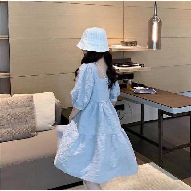 Anna Dress - Đầm xốp cổ vuông tay phồng