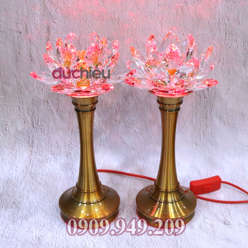 Đèn thờ hoa sen pha lê cao cấp thân kim loại STV, đèn thờ phật, mẹ quan âm  – Đức Hiếu Shop