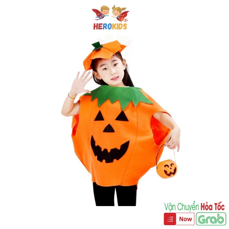 Áo bí ngô Kèm Nón Hóa Trang Halloween Cho Bé