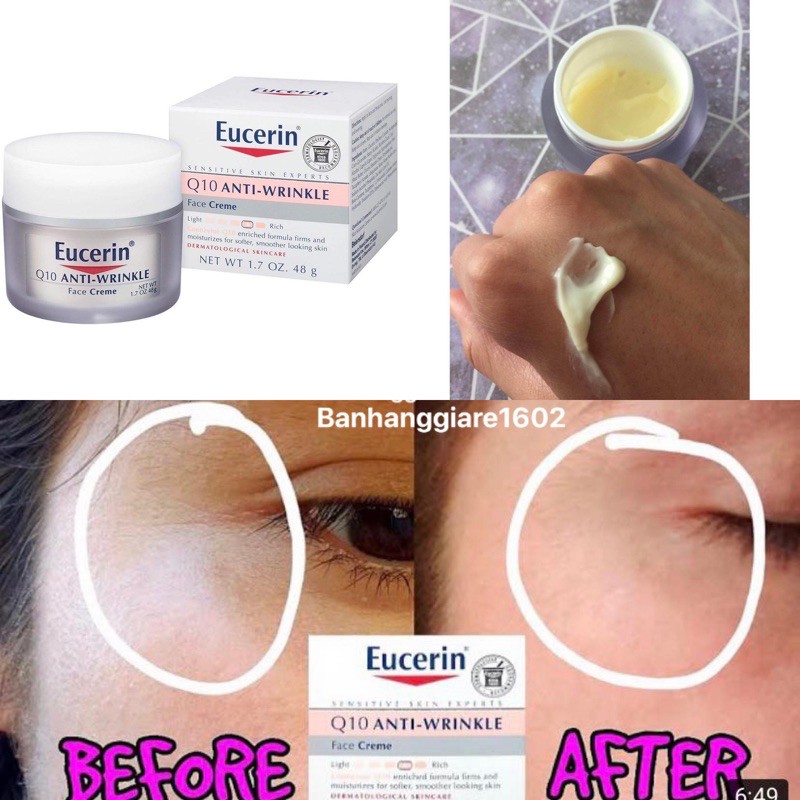 Kem chống lão hoá chuyên sâu ban đêm chiết xuất Q10 Eucerin Q10 Anti-Wrinkle Cream 50ml