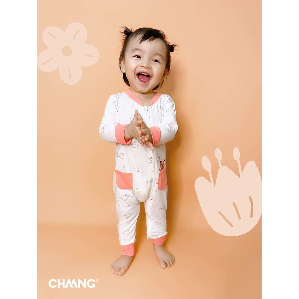 Chaang body dài tay khoá chéo Jungle cho bé trai, bé gái, body cotton, bộ liền thân