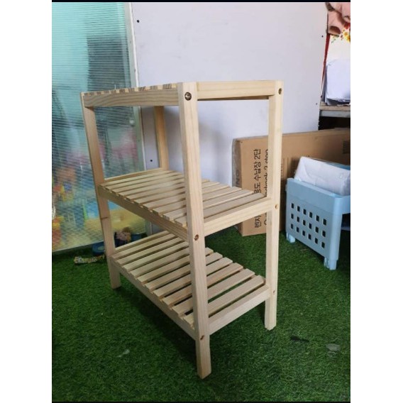 Kệ giày gỗ 3 tầng-Kệ gỗ thông cao cấp chuẩn hiện đại