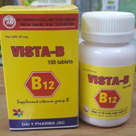 VISTA B12 Lọ 100 viên - Bổ Sung Vitamin Nhóm B B1, B2, B5, B6, B12, PP