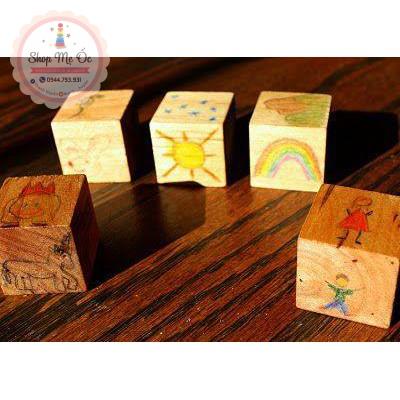 Set 100 khối gỗ mộc lập phương - cube