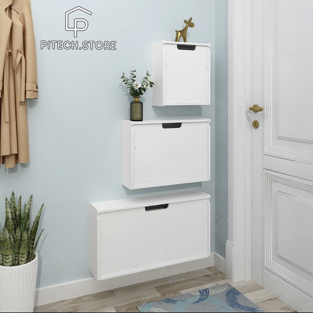 Tủ giày treo tường cánh kín, chống mốc chống nước 100%, màu trắng