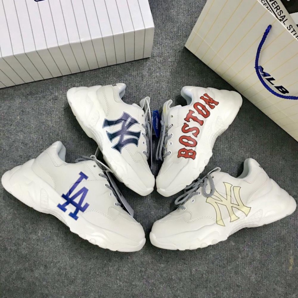 [Ảnh+Video thật] Giày sneaker mlb đế liền đủ mẫu boston, la, ny vàng, ny đế nâu da cao cấp full size nam nữ (36-43)