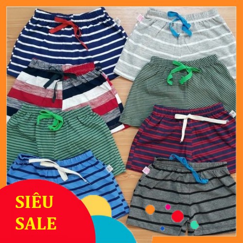 quần đùi bé trai thun cotton sọc kẻ từ 8-35kg, chất đep, cạp quần mềm co giãn siêu tốt, Mamikid