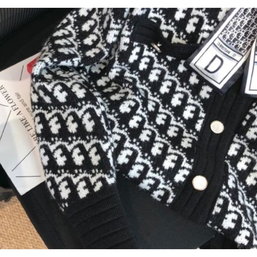 Áo Khoác Cardigan Dệt Kim Đính Nút Thắt Nơ Phong Cách Pháp Thời Trang Cho Nữ