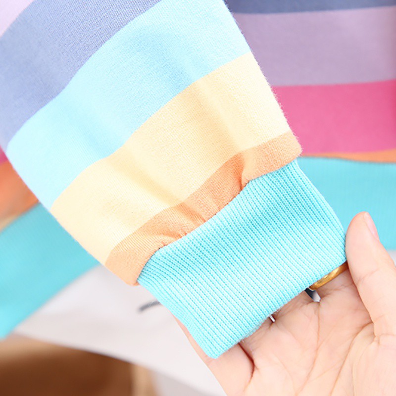 Áo Hoodie Họa Tiết Kẻ Sọc Phong Cách Mới Cho Bé Gái