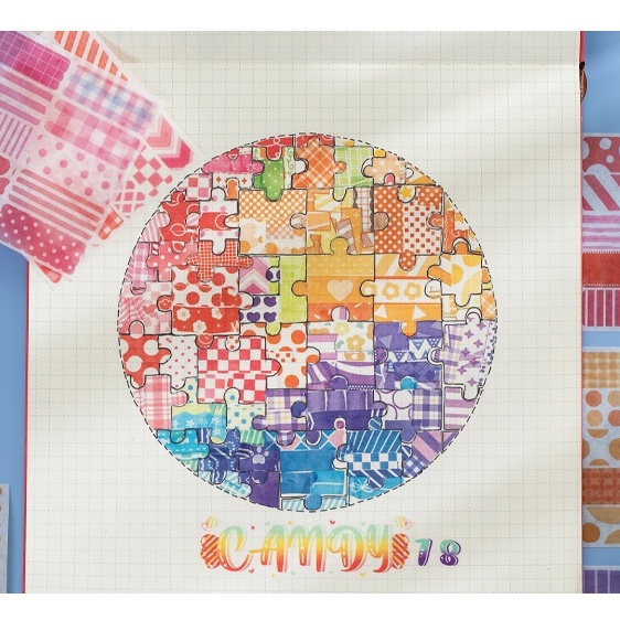 Hộp 100 tấm sticker miếng thay thế washitape 4 màu xinh xắn trang trí sổ