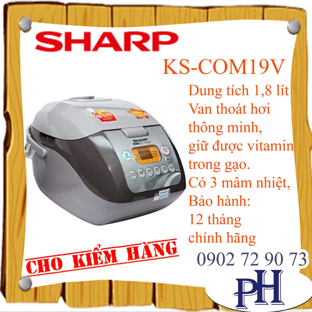 Nồi cơm điện tử Sharp KS-COM19V 830W 1,8L (Xám)