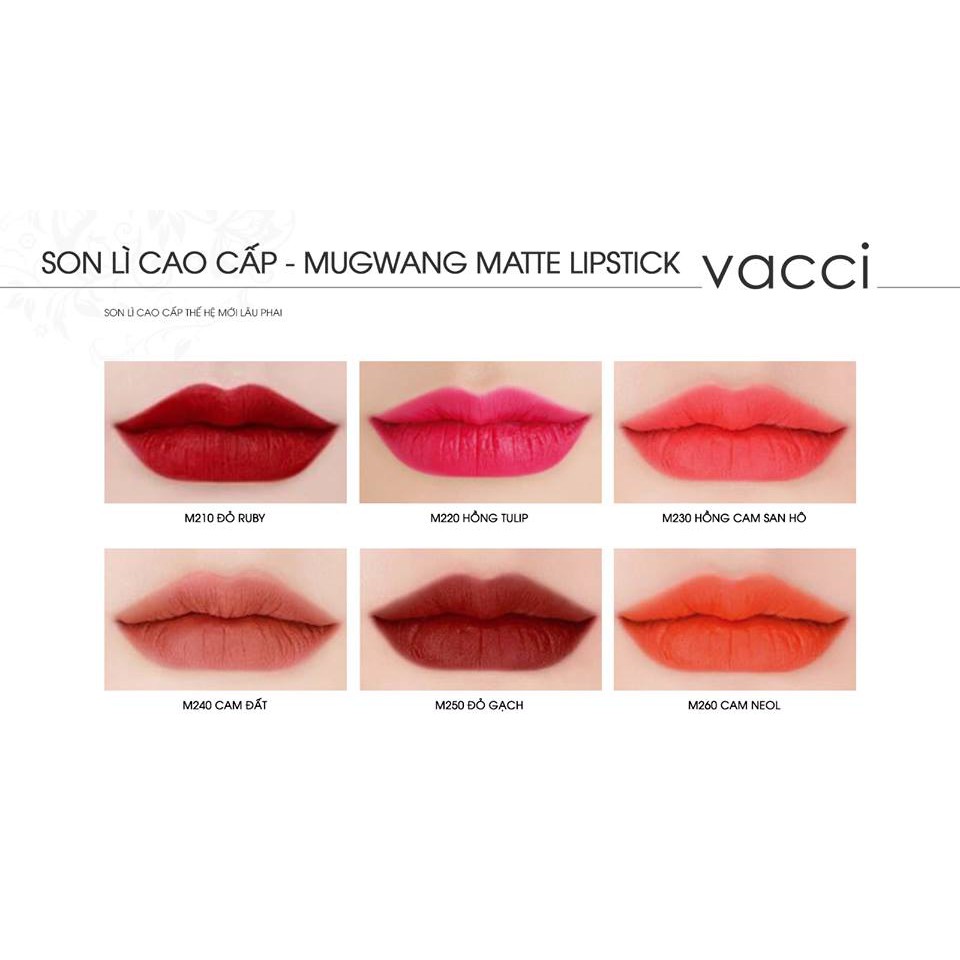 SON LÌ CAO CẤP THẾ HỆ MỚI LÂU PHAI VACCI MUGWANG MATTE LIPSTICK