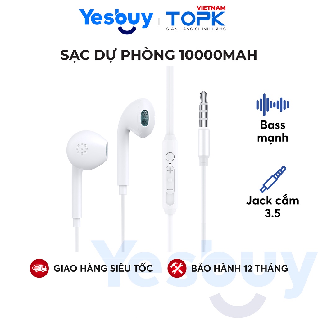 Tai nghe nhét tai có dây TOPK F20 - Chân cắm 3.5mm - Chất liệu TPE dài 1.2m - Hàng chính hãng Bảo hành 12 tháng
