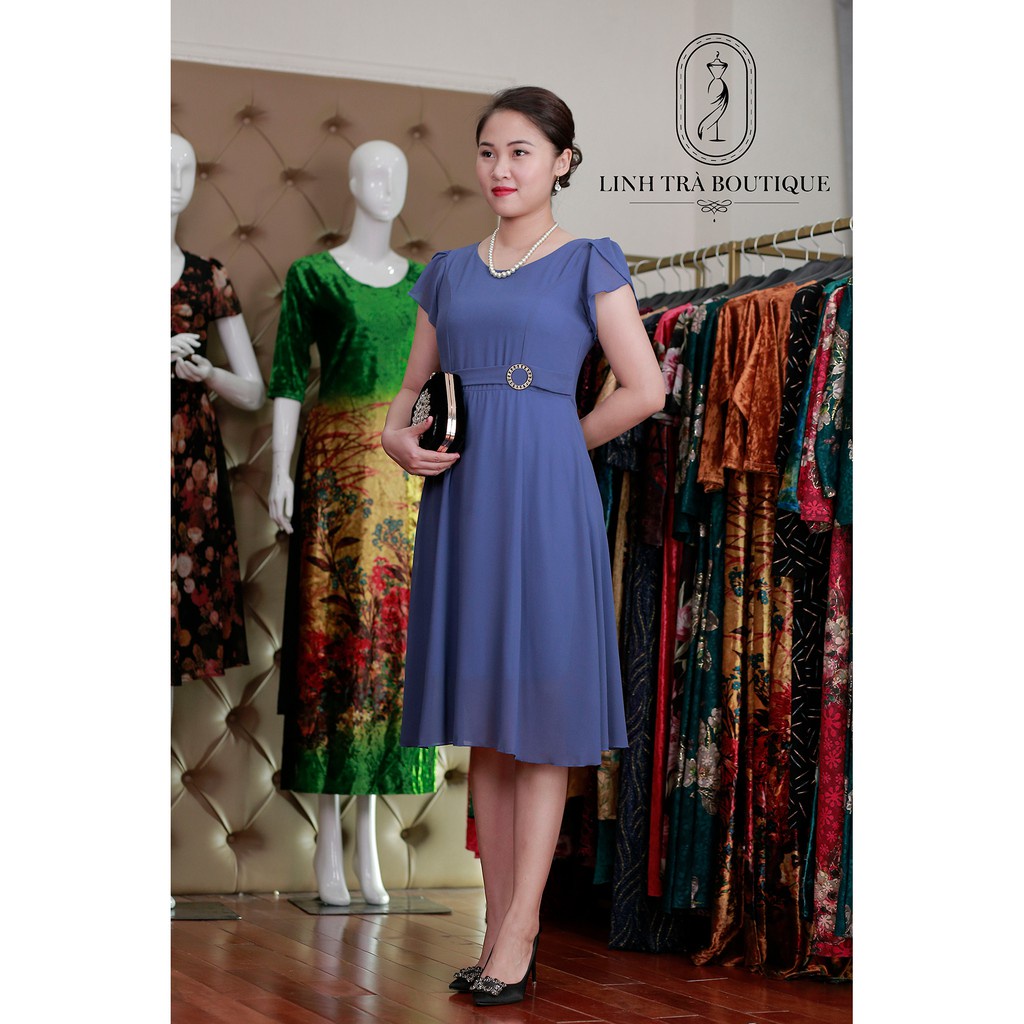 Đầm Suông Trung Niên Linh Trà TM94 Vải Voan Chiffon Cao Cấp Cho Mẹ