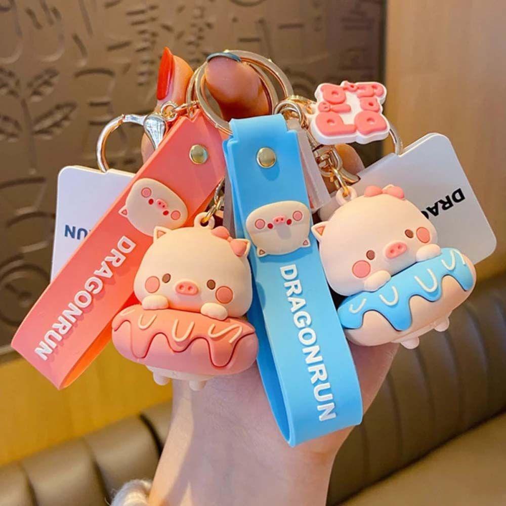 Móc Khóa Hình Bánh Donut / Heo Hoạt Hình Đáng Yêu
