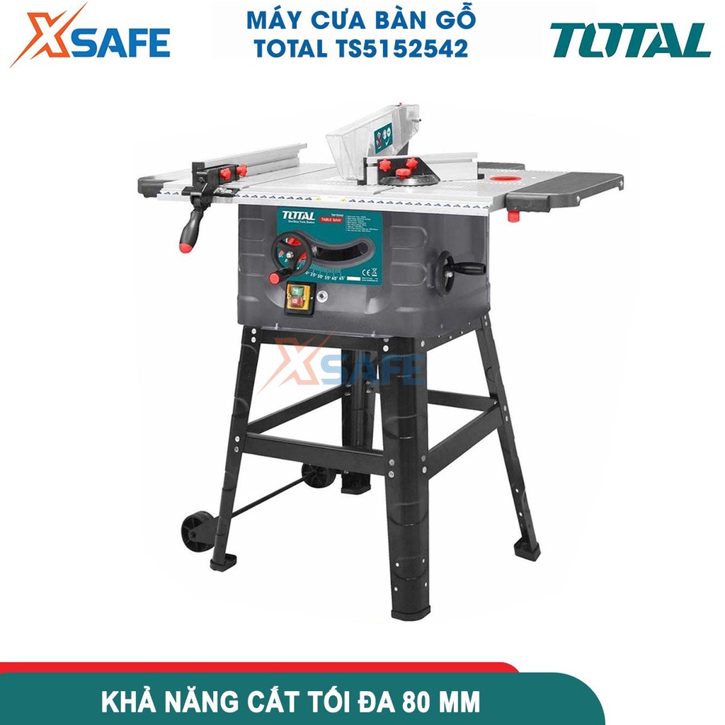 Máy cưa bàn 1500W TOTAL TS5152542 tốc độ không tải 4500rpm, kích thước lưỡi 254mm, 4 chân đế thép - chính hãng
