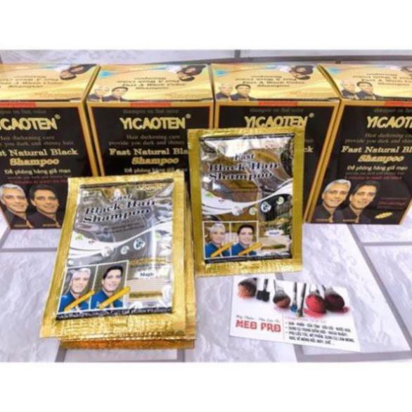 Hộp Dầu Gội Nhuộm Đen Tóc YiCaoTen - Gội Là Đen (Hộp 10 Gói Có Kèm Bao Tay) | BigBuy360 - bigbuy360.vn