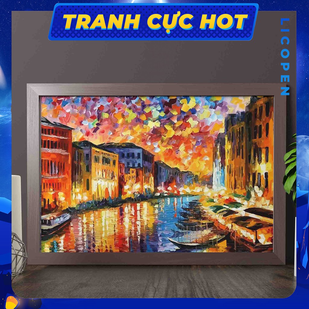 [CÓ SẴN] Tranh Tô Màu Theo Số Licopen - Tranh Venice đa sắc - MS256