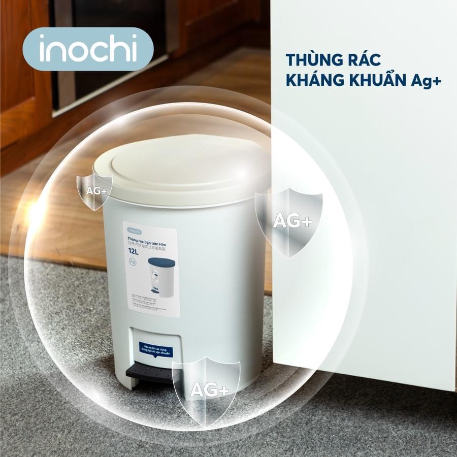 Thùng rác đạp tròn Hiro 12L kháng khuẩn khử mùi - Giao màu ngẫu nhiên