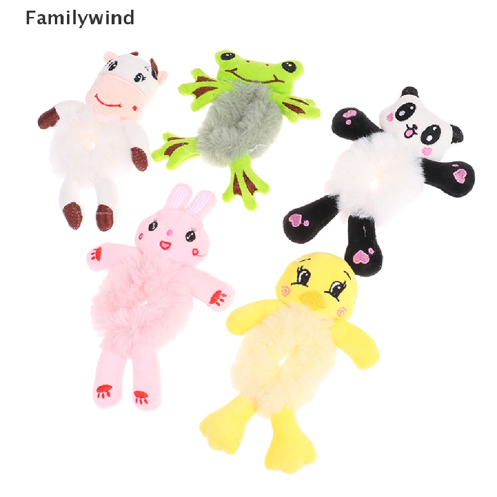 Dây Cột Tóc Đuôi Ngựa Co Giãn Hình Thỏ / Gấu Trúc / Ếch Nhồi Bông