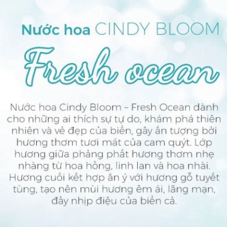 Nước hoa Cindy Bloom Fresh Ocean 50ml 30ml chính hãng