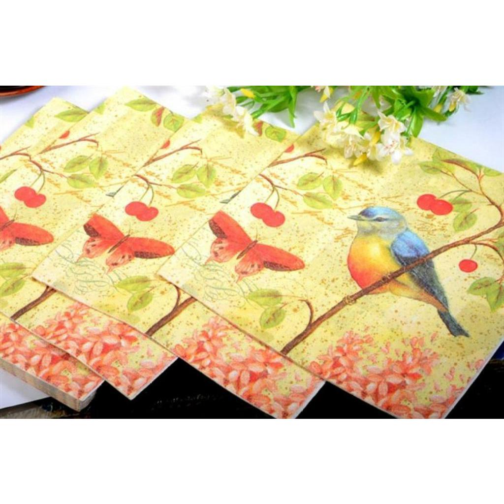 Khăn Giấy Ăn Dùng Một Lần Họa Tiết Hoa Bướm Chim Tiện Dụng