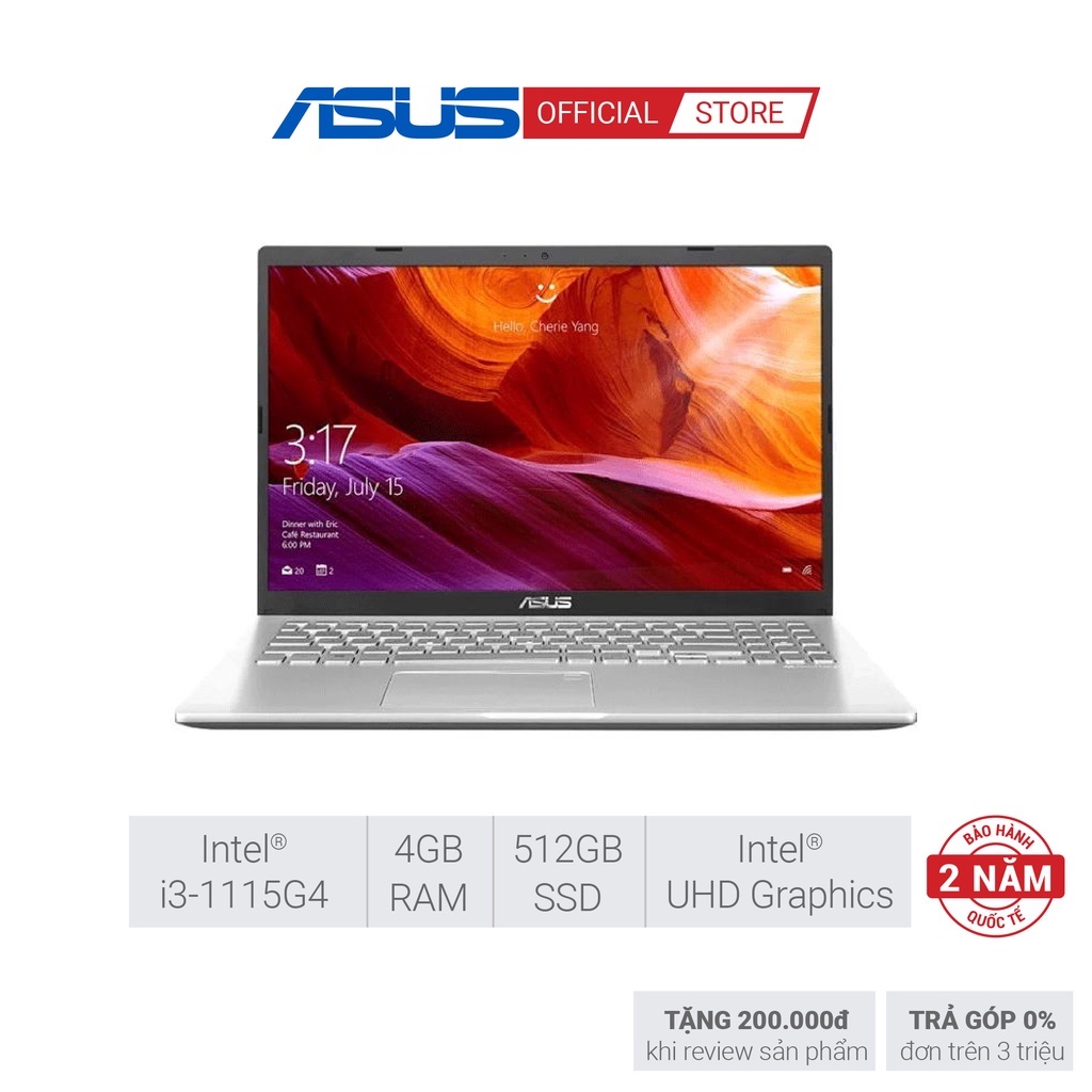 Laptop Asus Vivobook X515EA-BQ1006W i3-1115G4 |4GB |512GB|15.6 FHD |Win 11 |Bạc