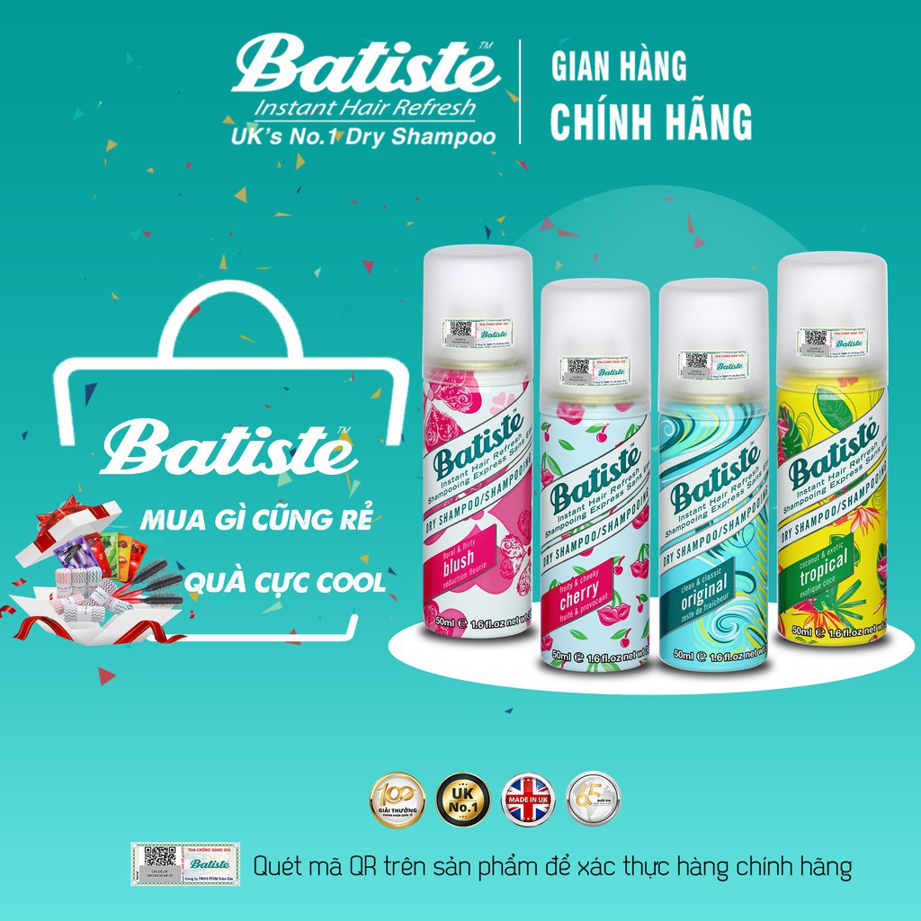 Dầu gội đầu khô Batiste Dry Shampoo 50ml