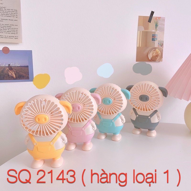 Quạt mini tích điện hình heo SQ2143 cầm tay hay để bàn đều được gió cực mạnh hàng loại 1 giá rẻ