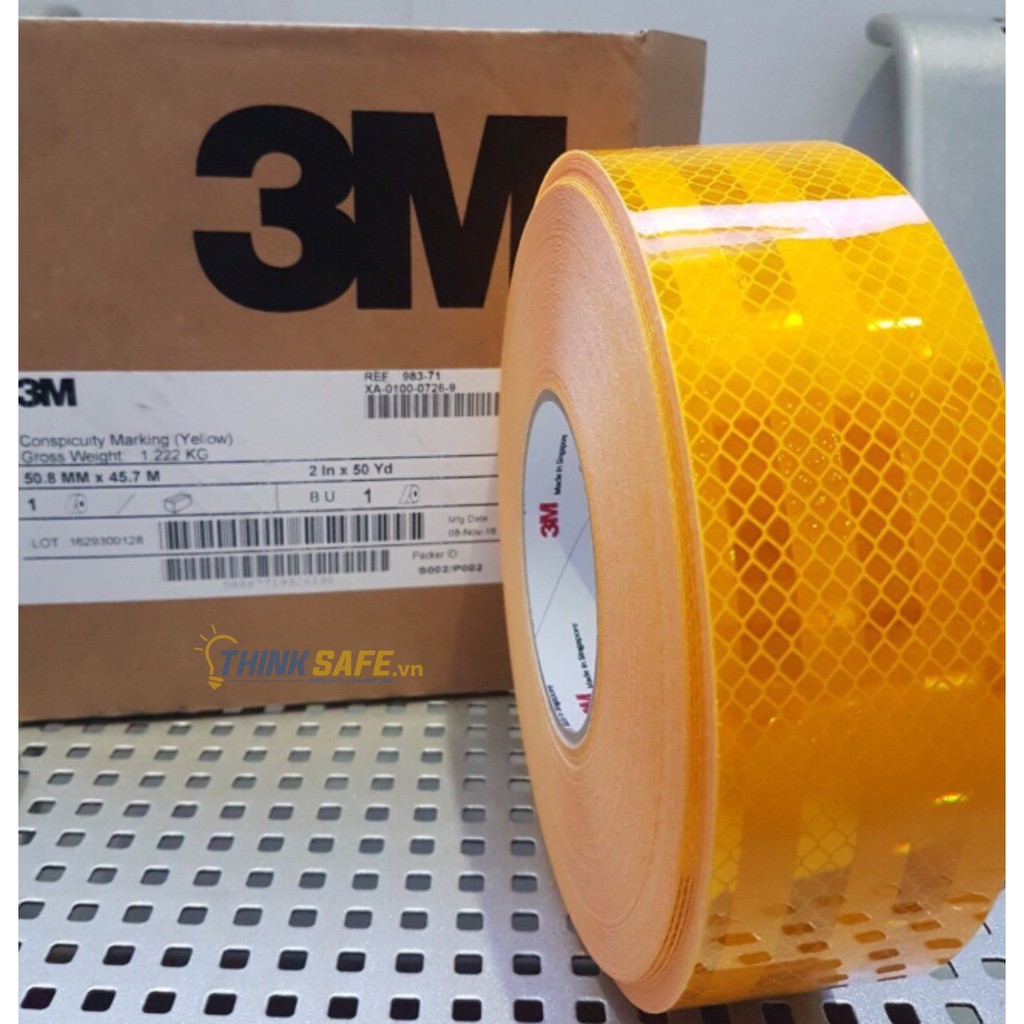 Băng keo phản quang 3M 983 siêu sáng, dễ thi công, luôn bền màu, không bong tróc - sản phẩm chính hãng (Màu Vàng)