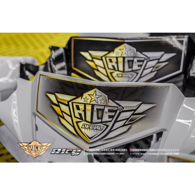 Tem Ricedecal®️ Dán đầu Srirus hello  Mẫu 2