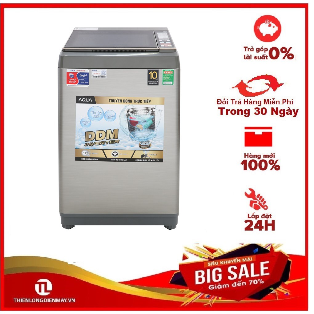 Máy Giặt Cửa Trên Inverter Aqua AQW-DK90CT-S 9kg 2019 (SHOP CHỈ BÁN HÀNG TRONG TP HỒ CHÍ MINH)